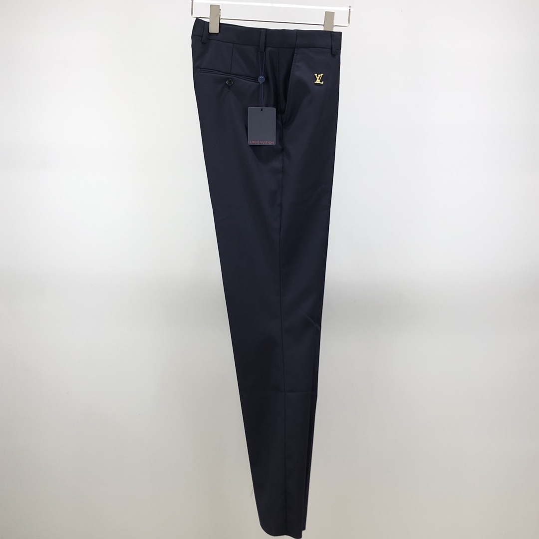 P1440,P1100,P640 LV Louis Vuitton Spring and Autumn New Collection navy blue men's logo hardware wool blend fabric style fashion Slim casual pants color: navy blue size: 29-38 exclusive exclusive - high imitation factories