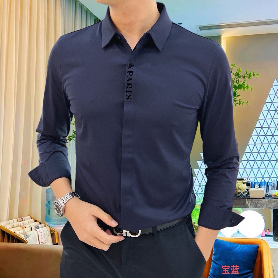 P440 Hermes Hermes 2024 Counter casual long sleeve shirt! The brand's latest elements logo heavy-duty design No trace of tailoring Imported 80-count ultra-high-count yarn cotton feel smooth and comfortable elastic good soft and delicate not easy to pilling! Extremely fashionable and durable to see the accent on the body is very handsome Comfortable and extremely stylish versatile models! Successful men must have! Size: M-4XL (178 140 pounds L Slim maximum 200 pounds)