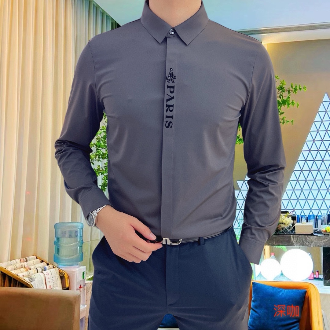 P440 Hermes Hermes 2024 Counter casual long sleeve shirt! The brand's latest elements logo heavy-duty design No trace of tailoring Imported 80-count ultra-high-count yarn cotton feel smooth and comfortable elastic good soft and delicate not easy to pilling! Extremely fashionable and durable to see the accent on the body is very handsome Comfortable and extremely stylish versatile models! Successful men must have! Size: M-4XL (178 140 pounds L Slim maximum 200 pounds)