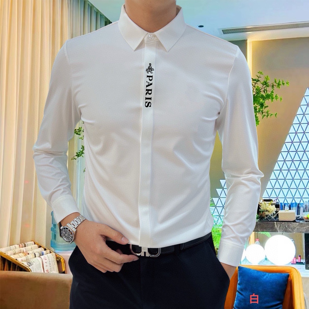 P440 Hermes Hermes 2024 Counter casual long sleeve shirt! The brand's latest elements logo heavy-duty design No trace of tailoring Imported 80-count ultra-high-count yarn cotton feel smooth and comfortable elastic good soft and delicate not easy to pilling! Extremely fashionable and durable to see the accent on the body is very handsome Comfortable and extremely stylish versatile models! Successful men must have! Size: M-4XL (178 140 pounds L Slim maximum 200 pounds)