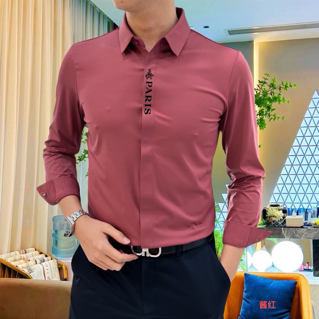 P440 Hermes Hermes 2024 Counter casual long sleeve shirt! The brand's latest elements logo heavy-duty design No trace of tailoring Imported 80-count ultra-high-count yarn cotton feel smooth and comfortable elastic good soft and delicate not easy to pilling! Extremely fashionable and durable to see the accent on the body is very handsome Comfortable and extremely stylish versatile models! Successful men must have! Size: M-4XL (178 140 pounds L Slim maximum 200 pounds)