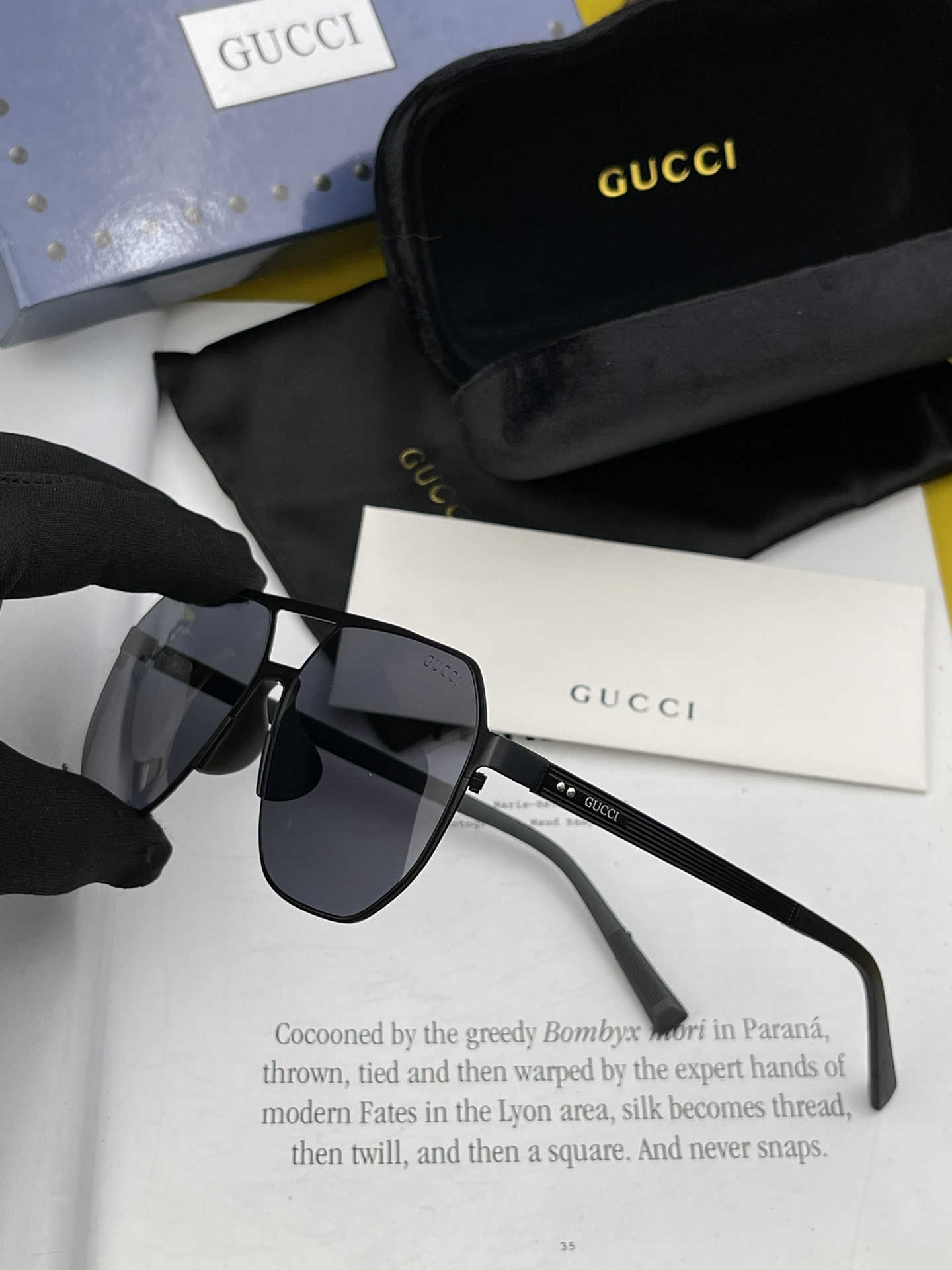 P205 GUCCI メンズ眩しいカラフルアビエイター偏光サングラス ❤️ 素材：HDナイロン厚スロットHD偏光レンズ 🌹リムレスフレーム 💕ヤン👍モデル番号：G3711