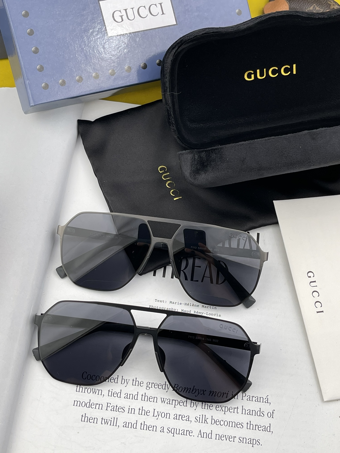 P205 GUCCI Men's Dazzling Colorful Aviator Polarized Sunglasses ❤️ Material: high-definition nylon thickened slot high-definition polarized lenses 🌹 rimless frame 💕Yan 👍Model No.: G3711