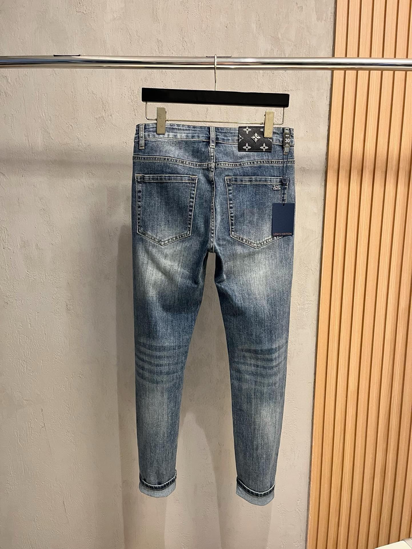 Picture [3]-P500 LV 2024ss fall and winter new fashion trend bias small leg jeans customized full set of hardware new brand design process fine workmanship details perfect high version of the yardage: 29-38 (no 35.37)-high-fashion bags