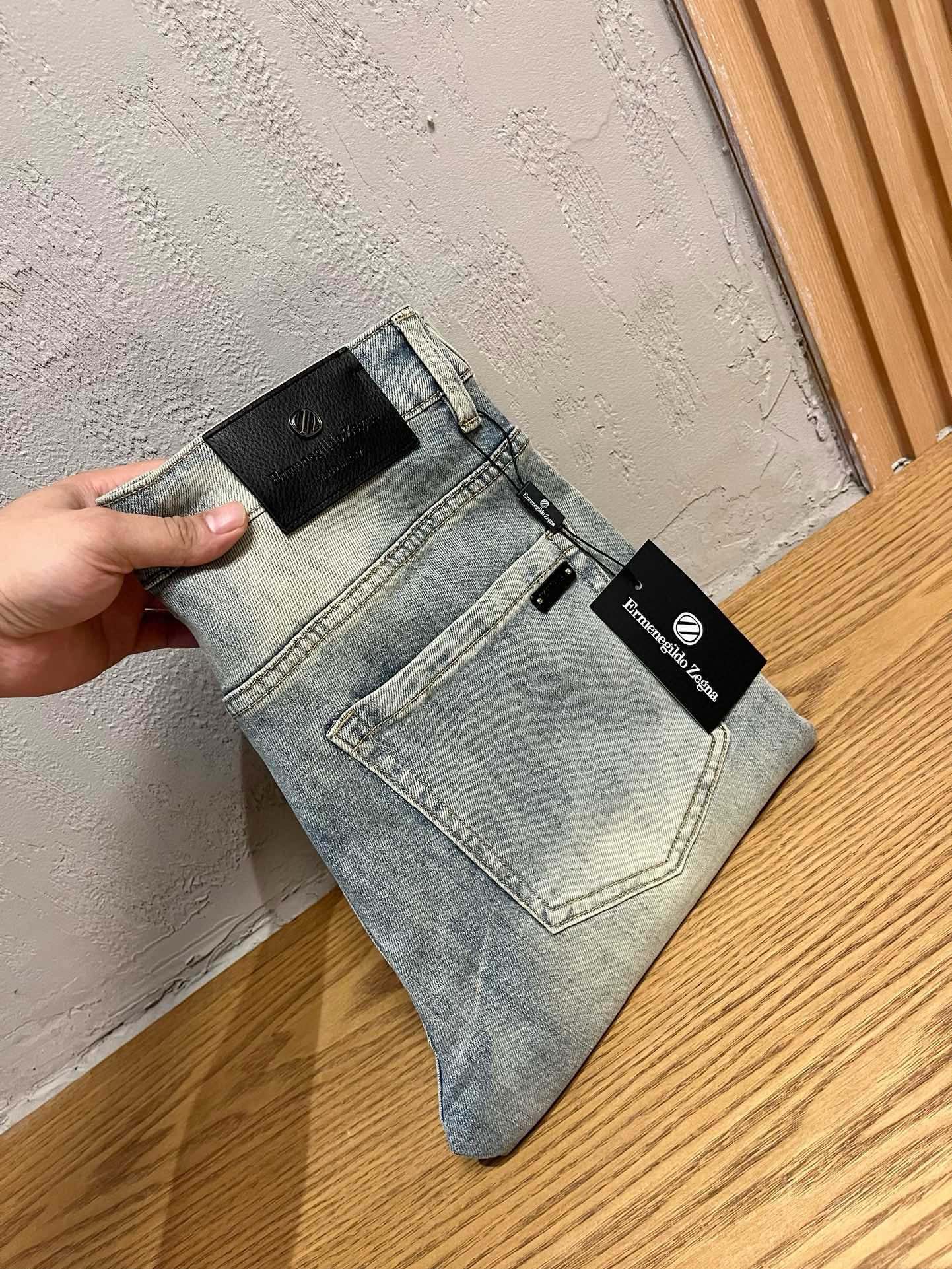 P500 Zegna Zegna 2024ss fall and winter new fashion trend bias small leg jeans customized full set of hardware new brand design process fine workmanship details perfect high version of the yardage: 29-38 (no 35.37)-high imitation factory