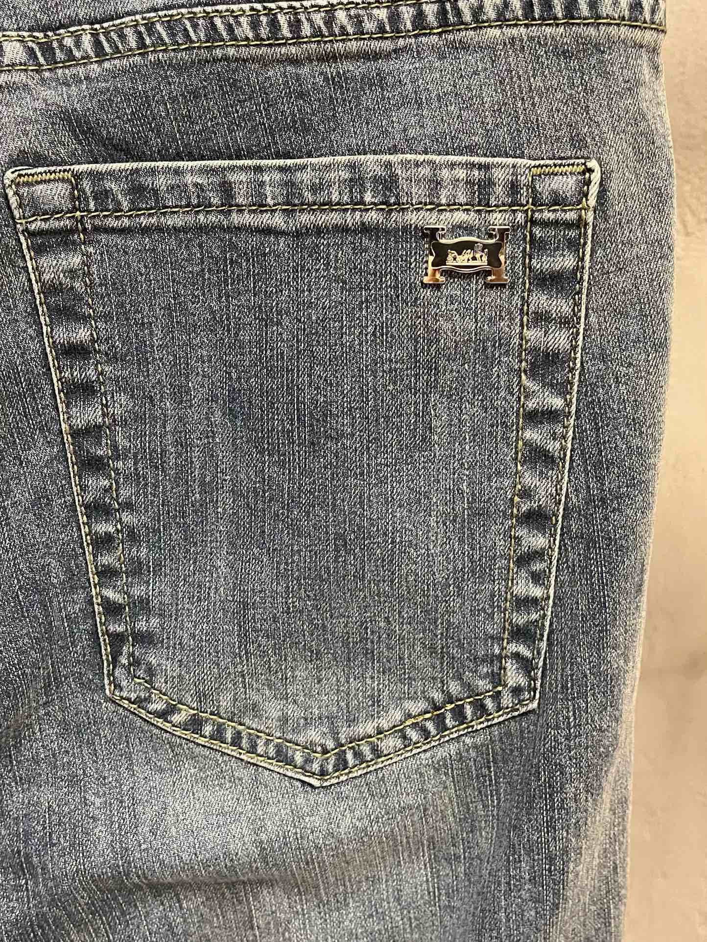 Image [9]-P500 Hermes Hermes 2024ss automne et hiver nouvelle mode tendance biais petite jambe jeans personnalisé ensemble complet de matériel nouvelle marque conception artisanat fine exécution détails parfait haute version de la verge : 29-38 (no 35,37)-sacs haute couture