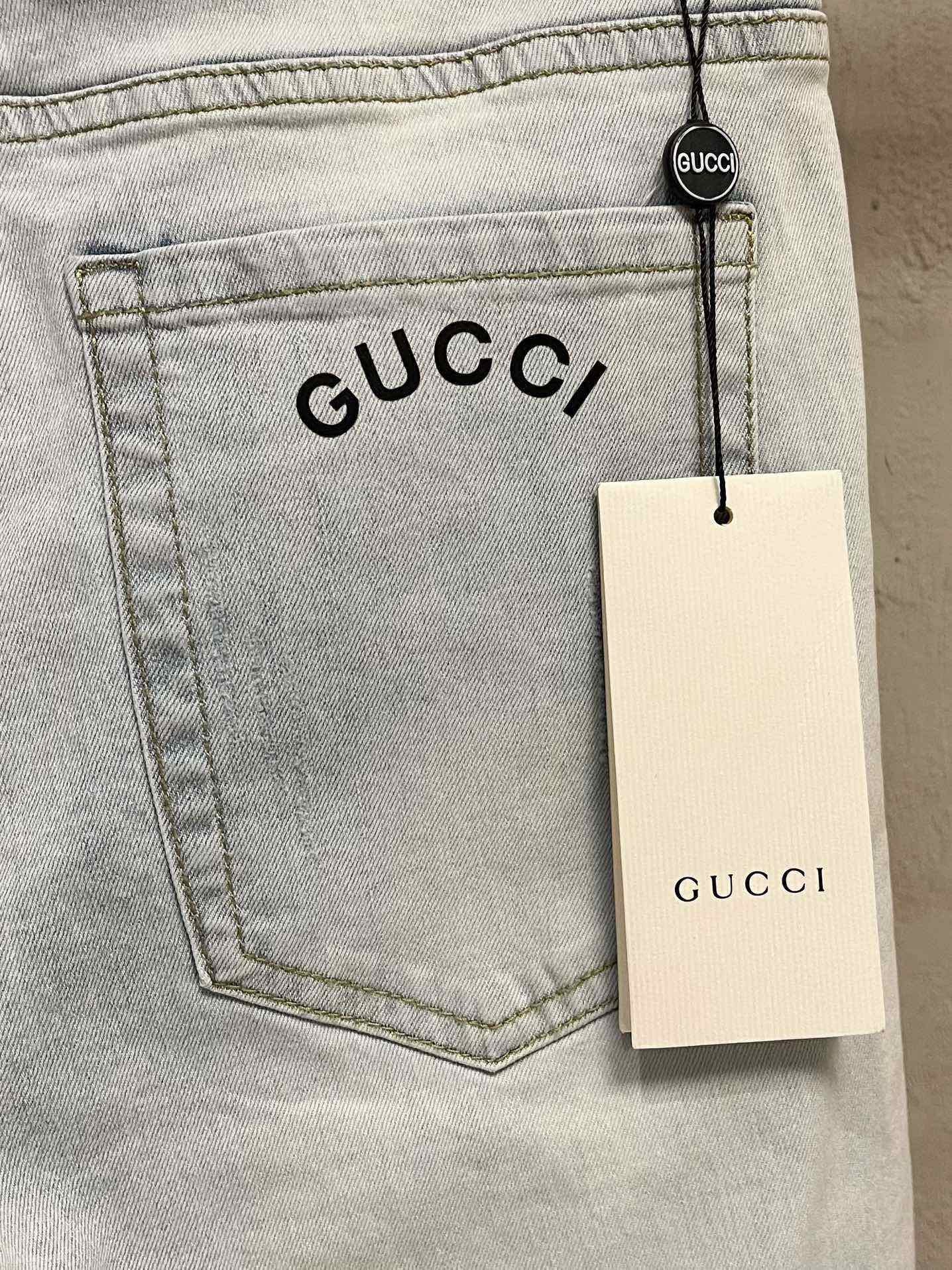 Picture [9]-P500 Gucci Gucci 2024ss fall and winter new fashion trend bias small leg jeans customized a full set of hardware new brand design craftsmanship fine workmanship details perfect high version of the yardage: 29-38 (no 35.37)-high-fashion bags