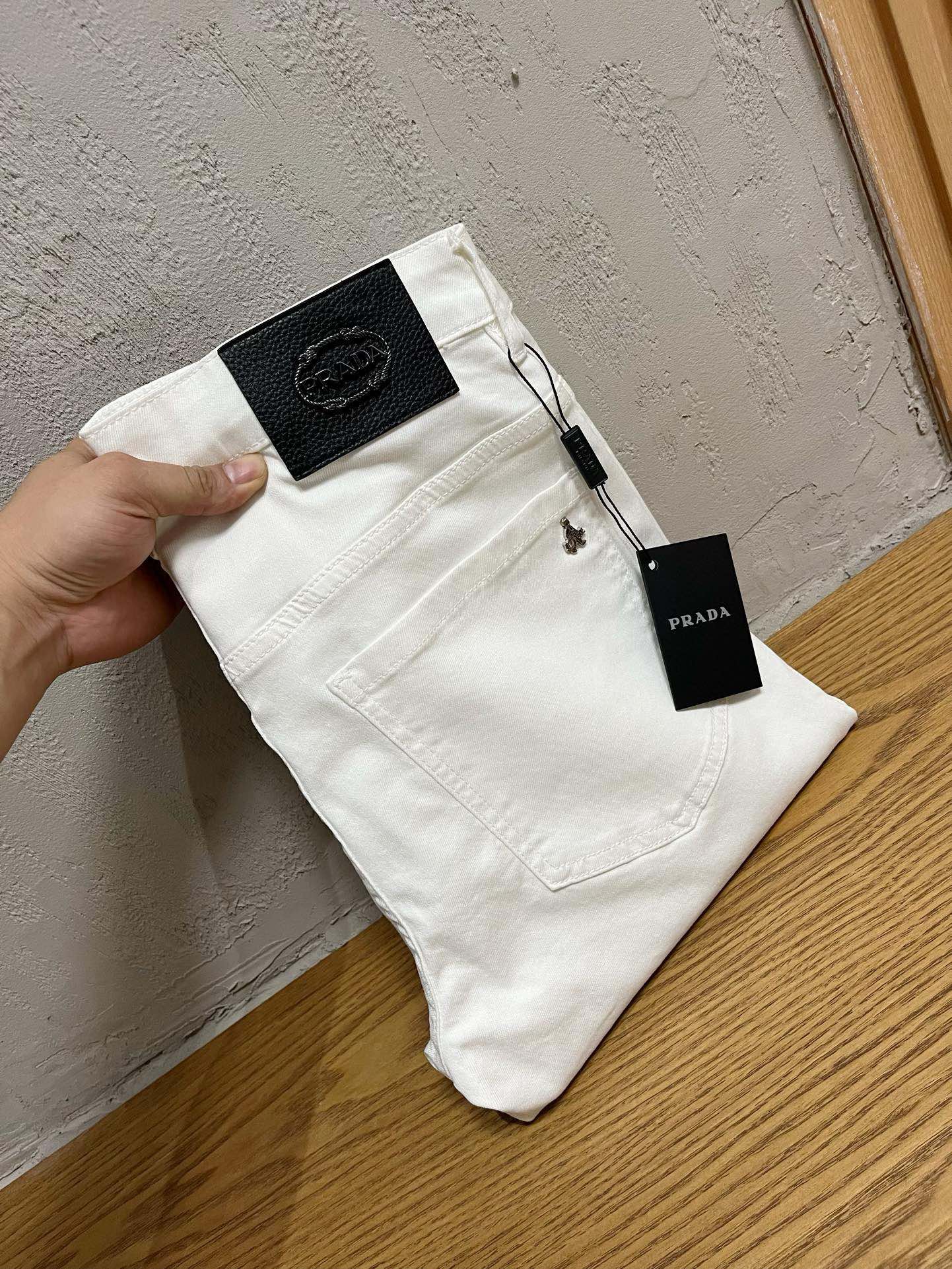 P500 Prada Prada 2024ss fall and winter new fashion trend bias small leg jeans customized full set of hardware new brand design process fine workmanship details perfect high version of the yardage: 29-38 (no 35.37)-high imitation factory