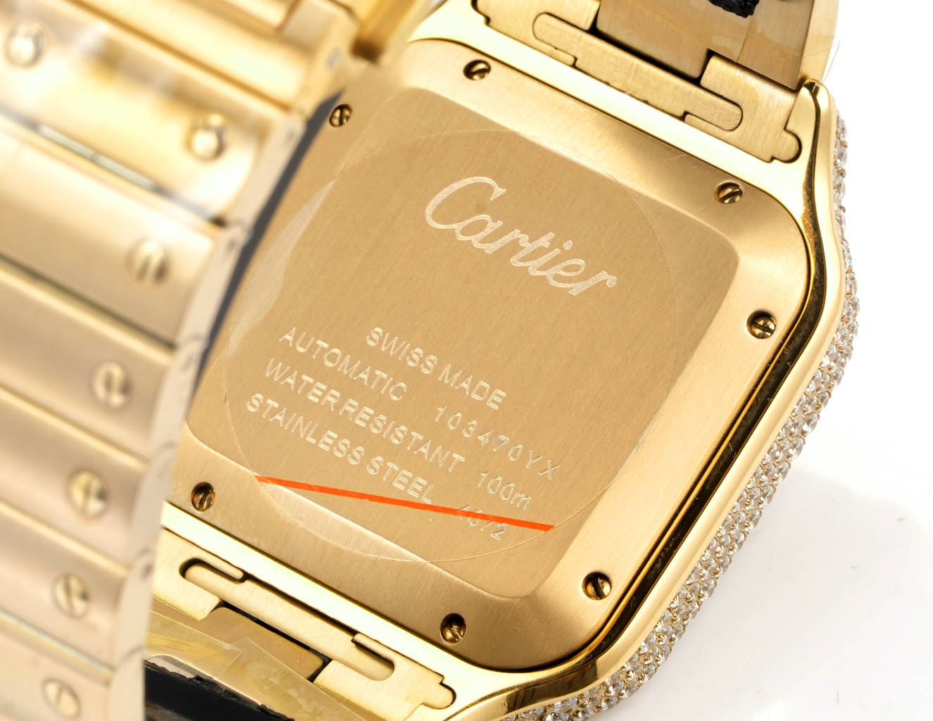 Leather Steel 3900 Tape 4100THB New Cartier Santos Middle East Edition Tape full of diamonds model original open mold 🔥🔥🔥🔥 2024 latest Cartier Santos  1 ⃣️ case genuine open mold equipped with the best imported 316L material case! The movement uses an exclusive imported ultra-thin movement stable timekeeping zero refurbishment 🍐🎼 2 ⃣️ dial authentic open mold out of the dial! 3 ⃣️ watch needle Swiss craft firing blue needle closest to the authentic baked blue needle!  4 ⃣️ glass Swiss increase the transparency of the white film / anti-string / anti-hand lines! 5 ⃣️ strap equipped with ergonomics SmartLink removal system a pair of fluorine rubber strap can be perfectly interchanged with the original and has a high-grade feel ❤️ strap can be triple belt universal steel belt belt tape  6 ⃣️ size men's model 39.8 mm x 47.5 mm with the original closest to a perfect match  7 ⃣️ crown multisection spinel sapphire 1:1 molding really can be interchanged with the original accessories equipped with a card. Two inventions "SmartLink" bracelet adjustment device and "QuickSwitch" strap quick replacement device! Case Diameter: 39.8mm Thickness: 9.08mm-High Faux Factory