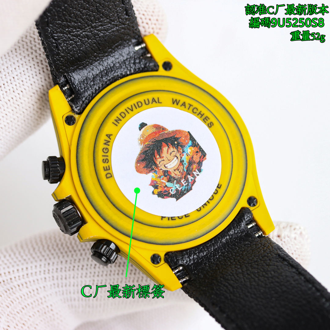 图片[6]-劳力士ROLEX 配重版4130 迪通拿系列🎮Mk1 必属精品（更新定制超轻碳纤维材质一体表壳一体表扣让腕表⌚️表更加轻易快捷佩戴感受舒服满满得👍）配重版 4130 迪通拿碳纤维 
ROLEX宇宙计时迪通拿系列之碳纤维一体表壳定制版腕表不仅佩戴轻便外表坚硬且每一只腕表都拥有独一无二的碳纤花纹材质 
表壳腕表尺寸40X12.4吻合原装C厂工厂实力铸造碳纤维劳力士的独特风采🎮 市场独家做到整个壳套圈口包括底盖均采用高复合碳纤维和超强夜光粉所打造细节之处更是经过手工倒角抛光所制质感非凡
表带扣表带采用人工纤维编织带所制透气舒适质地柔软
机芯采用正4130一体机机芯完美实现强大功能性价比之王！认准C厂品质腕表⌚️编码9U5250S8重量仅为52克最新后盖标签有图有真相品质保证最强版本🎮S1精致推荐男士多功能机械腕表-高仿包包