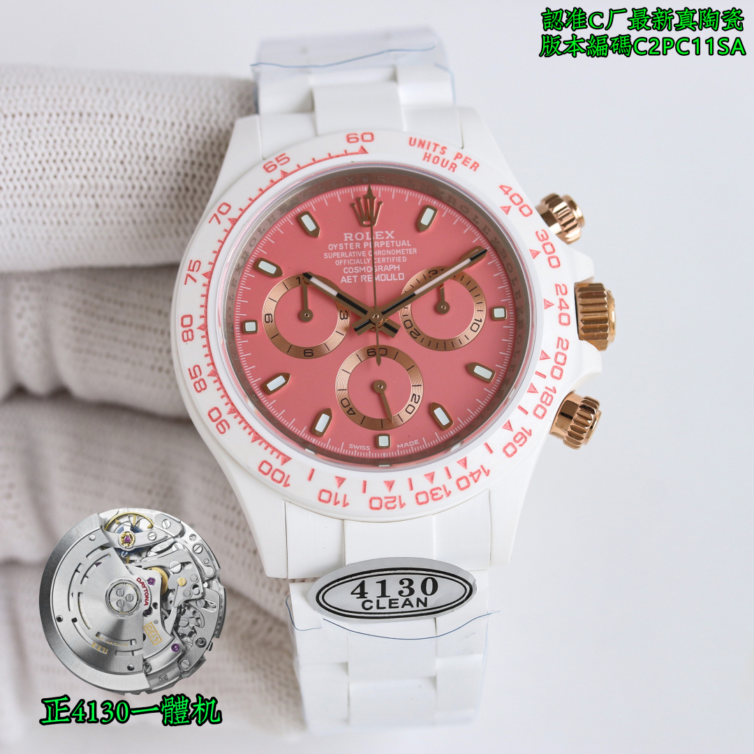 Rolex ROLEX blanc céramique boîtier Daytona série 🎮MK1 doit être bien (mis à jour personnalisé super forte céramique matériau en une seule pièce boîtier en une seule pièce et fermoir en une seule pièce pour rendre la montre ⌚️ montre plus facile et plus rapide à porter le sentiment de confort plein de 👍).ROLEX Cosmic Chrono Ditonner série de montres personnalisées boîtier monobloc en céramique sont non seulement léger à porter et robuste en apparence, mais aussi chaque montre a une expérience de port unique !Boîtier montre taille 40X12.4 s'adapter original C usine force coulée céramique Rolex style unique marché exclusivement pour faire l'ensemble du couvercle de la coquille 🎮 jante y compris le couvercle arrière sont faites de céramique composite élevé et super luminescent poudre pour créer les détails sont chanfreinés à la main et polis fait texture est extraordinaire !La boucle du bracelet est en céramique naturelle, respirante, confortable et douce.Le mouvement adopte le mouvement de la machine intégrée 4130 pour réaliser parfaitement les fonctions puissantes du roi de la rentabilité ! Reconnaissance C usine montres de qualité ⌚️ code C2PC11SA dernière étiquette de couverture arrière avec des photos ont la vérité qualité garantie la version la plus forte 🎮S1 exquise recommandée montres mécaniques multifonctions pour hommes.