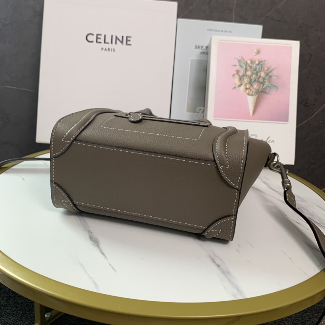 Foto [4]-P1500 CELINE nano smiley face bag🔥 Nuevo actualizado version❗️ handmade❗️ exquisito y delicate❗️ primera P cantidad es limited❗️ primero a go❗️ Modelo:189243 Lichi grano/ratón grey❣️ Tamaño:20-20-20💰(con embalaje original)-Altos bolsos de imitación