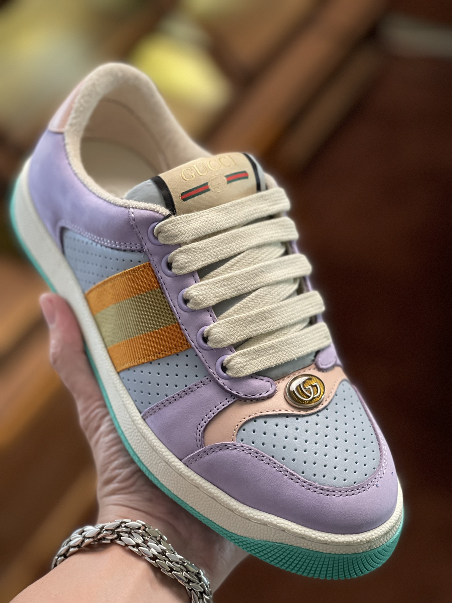 Imagem[8]-GUCCI Gucci Sapatos Sujos Tamanho Feminino♞tamanho: Mulheres 35~40 Tamanho Masculino Personalizado P760A série de tênis inspirada nos tênis clássicos dos anos 70 tem o nome da ação defensiva nos esportes com teias listradas na lateral e embelezada com logotipos vintage da GucciOs tênis são feitos de detalhes em couro roxo em lona GG. O contraste acrescenta profundidade e detalhe à peça - réplicas de bolsas de alta qualidade