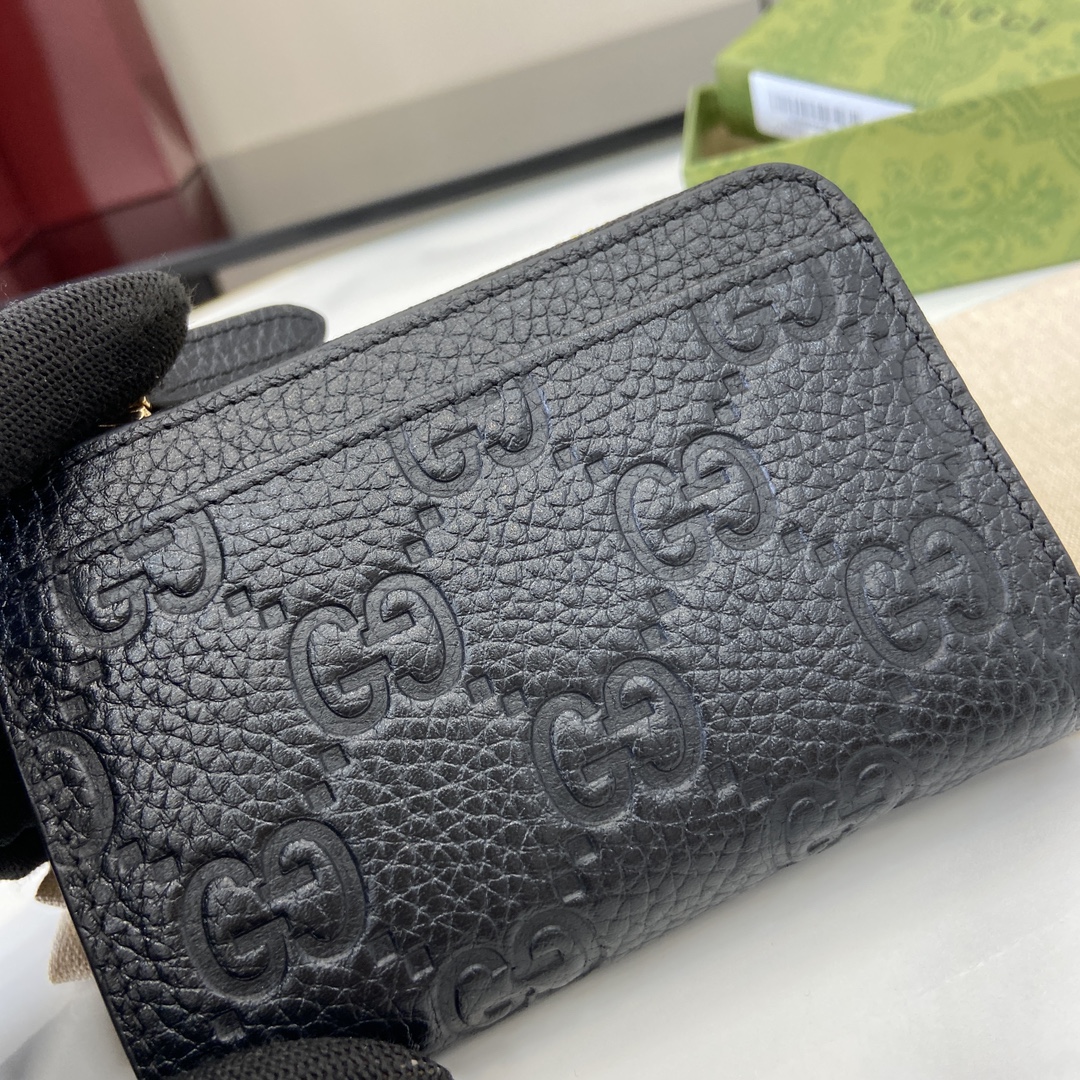 p420🎁🎁GG Emblem Series Super Soft Lick Colour Embossed/Full Leather Case Model : 815936 Size : 13 (L) x 8.5 (W) x 3cm (Thick) Colour : Black Full Leather/Italian Creation-High Fake Factory