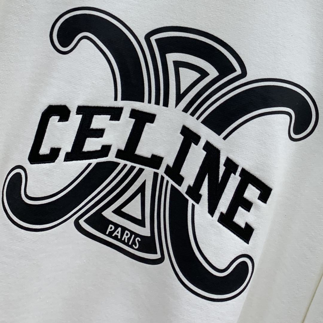 P560💰 Celine Home 24SS newest most chest Celine logo pattern CEL letters embroidered logo fine craft round neck sweater top quality counter pullover top production process imported fabrics counter quality heavy embroidery design using imported high-end custom fabrics imported silk thread feel first-class! Men and women with the same models official website in the sale! Three labels complete Size: S-XL