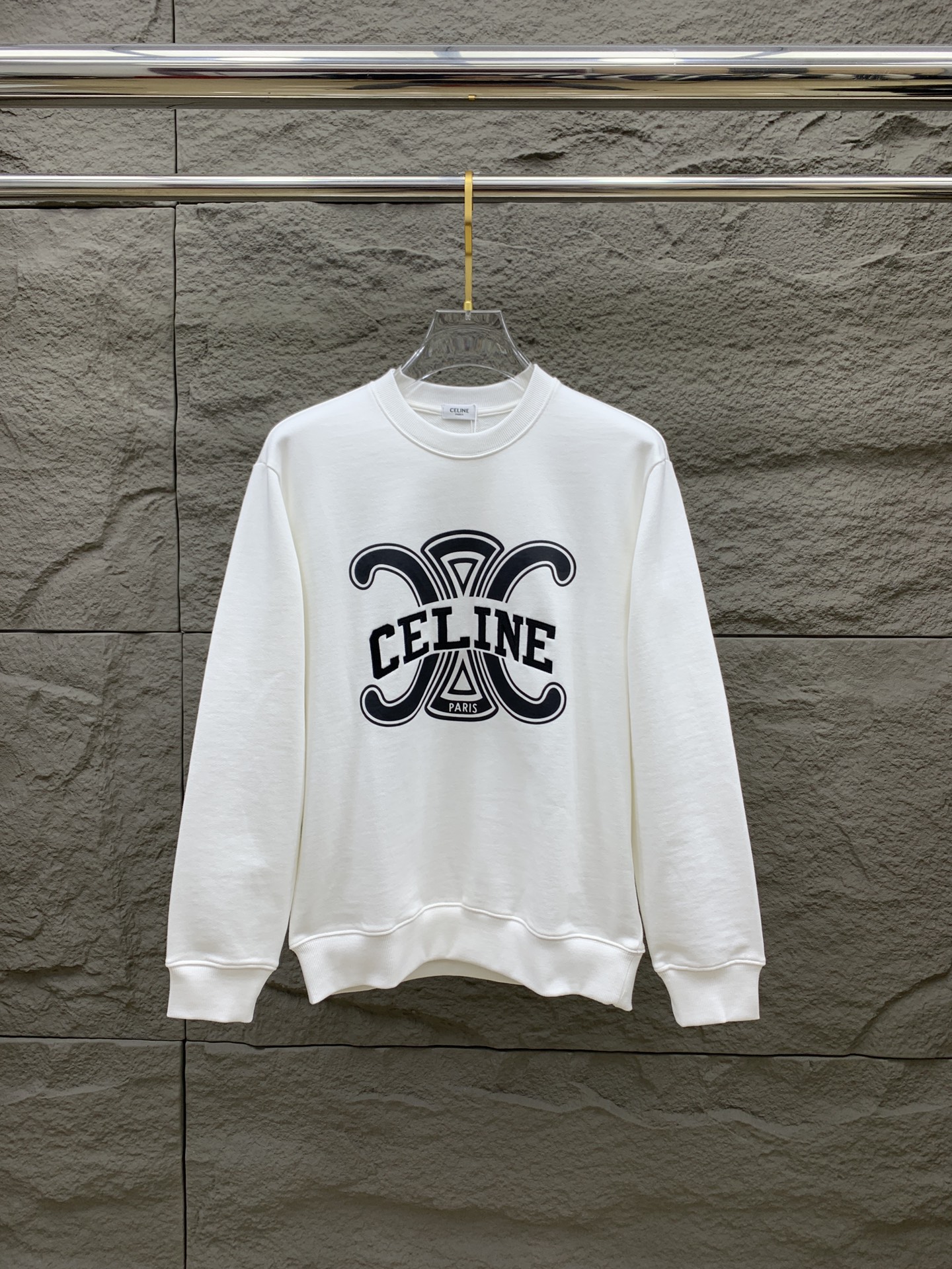 P560💰 Celine Home 24SS newest most chest Celine logo pattern CEL letters embroidered logo fine craft round neck sweater top quality counter pullover top production process imported fabrics counter quality heavy embroidery design using imported high-end custom fabrics imported silk thread feel first-class! Men and women with the same models official website in the sale! Three labels complete Size: S-XL