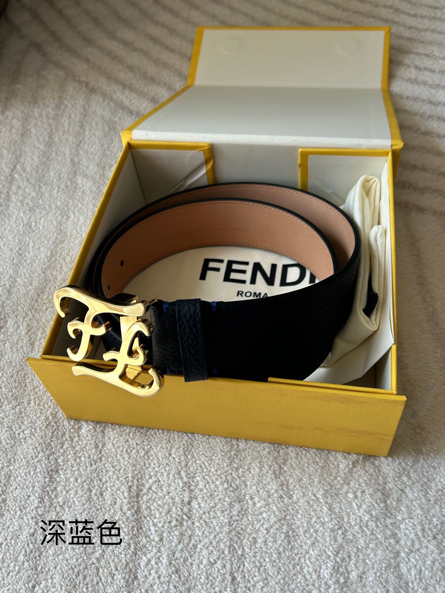 Foto [6]-FENDI (Fendi) contador con el mismo cinturón de los hombres casuales de cuero de vaca Karligaphy hebilla azul italiano Romano cabeza capa de cuero de vaca ancho 4.0cm. paladio plateado boutique de hardware-alta moda bolsos