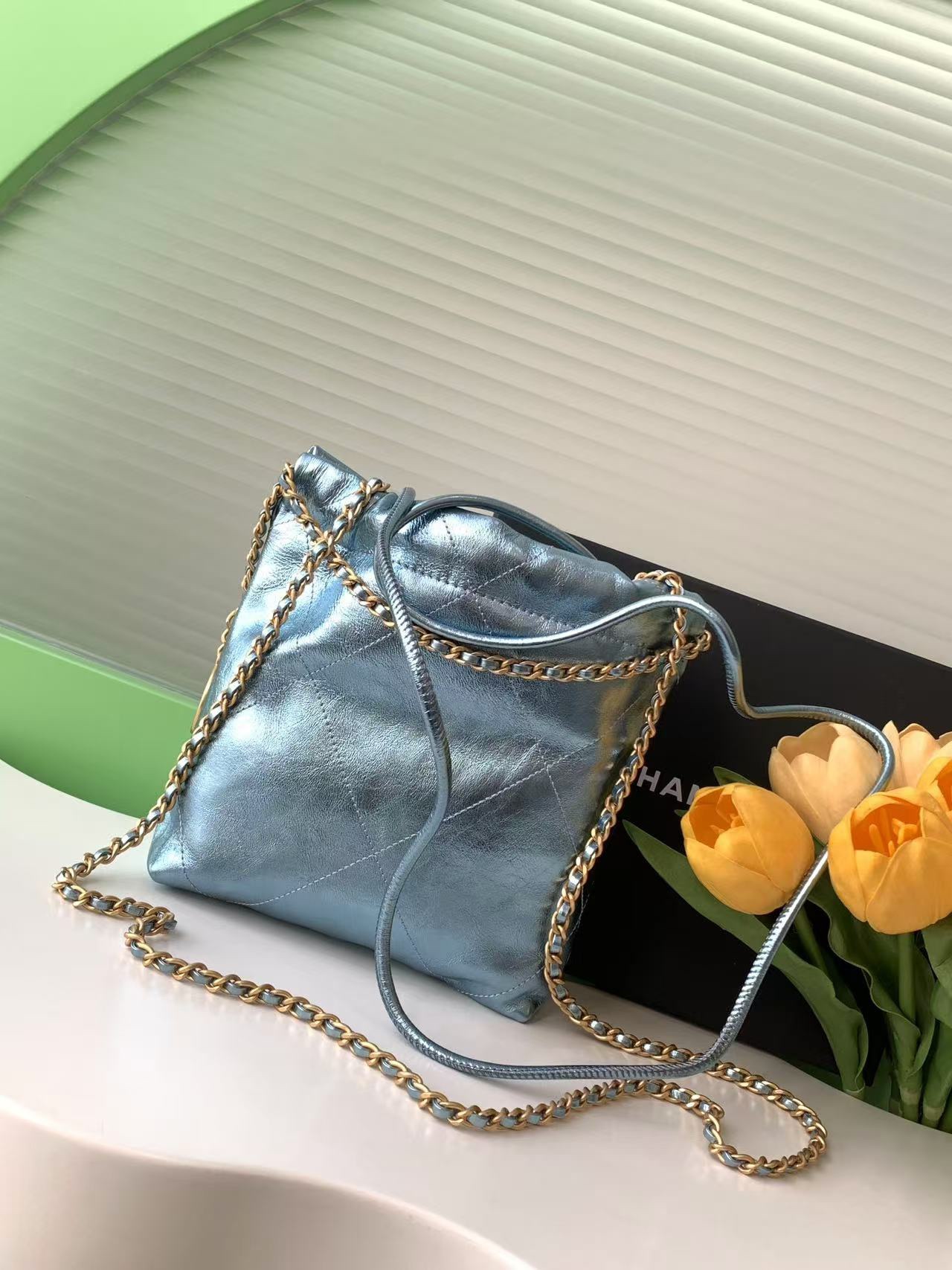 25c principios de la primavera chanel mini bolsa de basura Ilusión de color chanel bolsa de ganso accesorios siempre será hierba de la recién concluida 2023 serie de primavera y verano sobre todo esta temporada el nuevo Minisize22 bolsa clásica versión mini amor amor amor número de modelo AS3980 tamaño 19-20-6cm conjunto completo de embalaje-alta fábrica de imitación