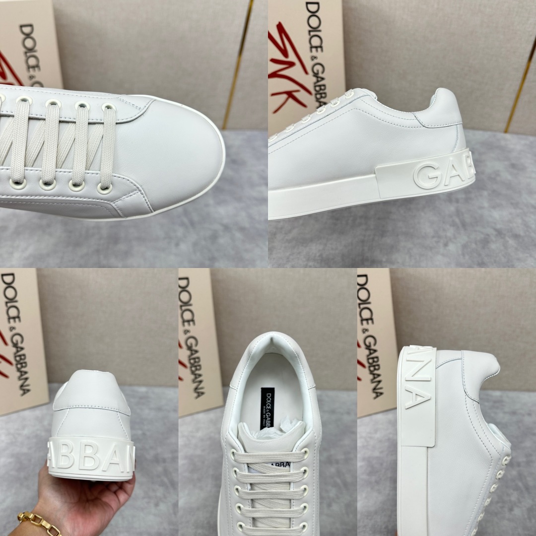 💋💍 D&G Dolce & Gabbana Choisissez vos nouvelles baskets avec une silhouette minimaliste agrémentée de détails contrastants et d'une queue de logo distinctive pour un look unique et amusant ! COLLECTION CANDY AU PRINTEMPS DE LA COLLECTION PORTOFINO - Baskets en cuir de veau Napa avec patte de boutonnage en cuir de veau Dauphine avec logo micro-injecté - Semelle intérieure en cuir de veau avec logo de la marque - Semelle en caoutchouc imprimée rembourrée avec finitions en cuir et logo micro-injecté - Semelle en caoutchouc avec logo - Élégant et polyvalent !Pointure standard en cuir : 39-44# (38.45.46🉑 sur commande) P¥840