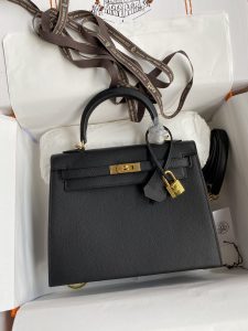 Hermes  Kelly 25cm Epsom皮 黑色 金扣-高仿包包