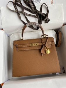 Hermes  Kelly 25cm Epsom皮 金棕 金扣-高仿包包