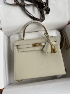 Hermes  Kelly 25cm Epsom皮 奶昔白 金扣-高仿包包