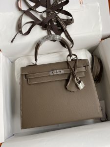 Hermes  Kelly 25cm Epsom皮 大象灰🐘 银扣-高仿包包