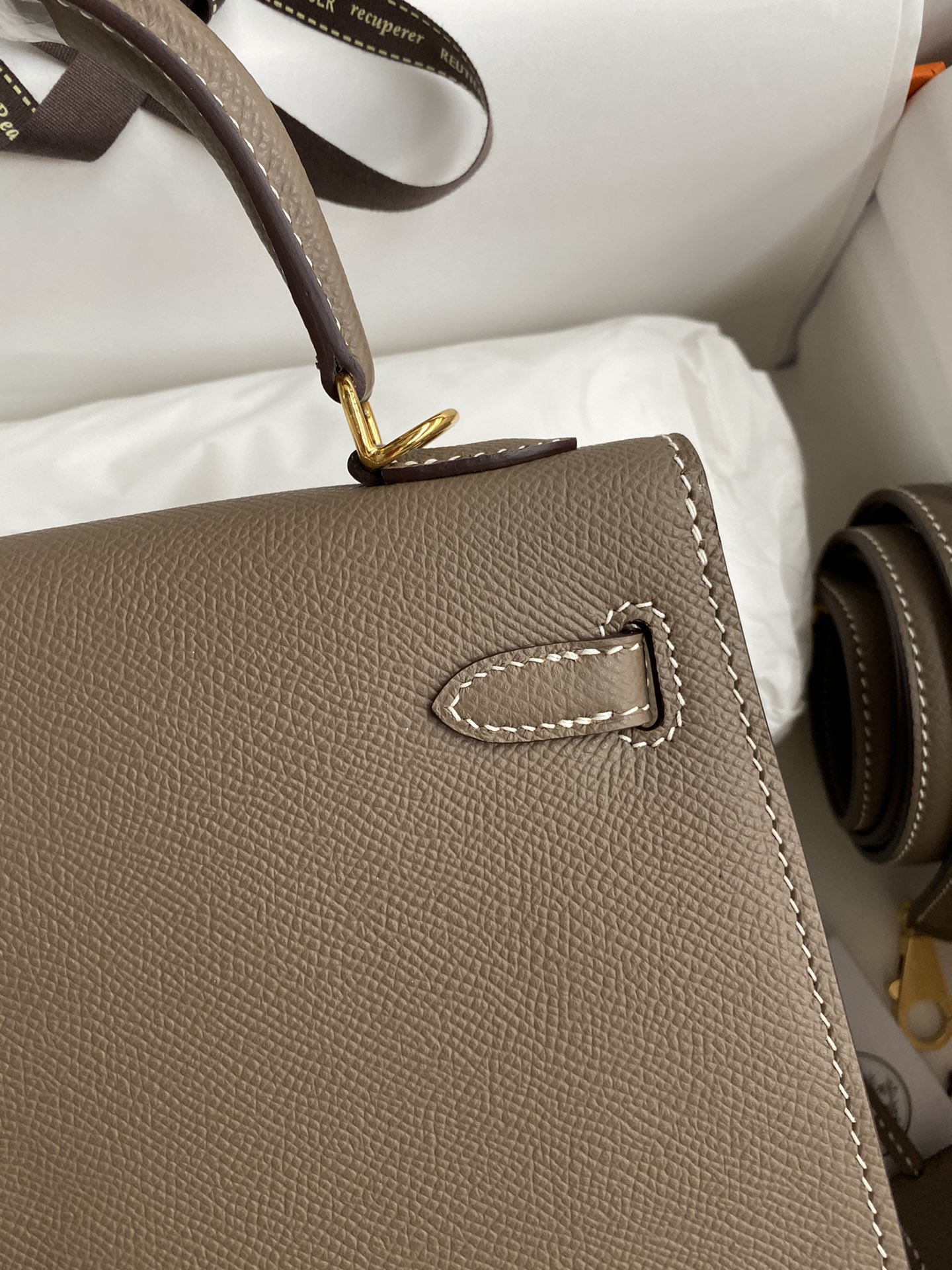 Image [4]-Hermes Kelly 25cm Epsom Cuir Elephant Grey 🐘 Gold Buckle-High Fake Bags