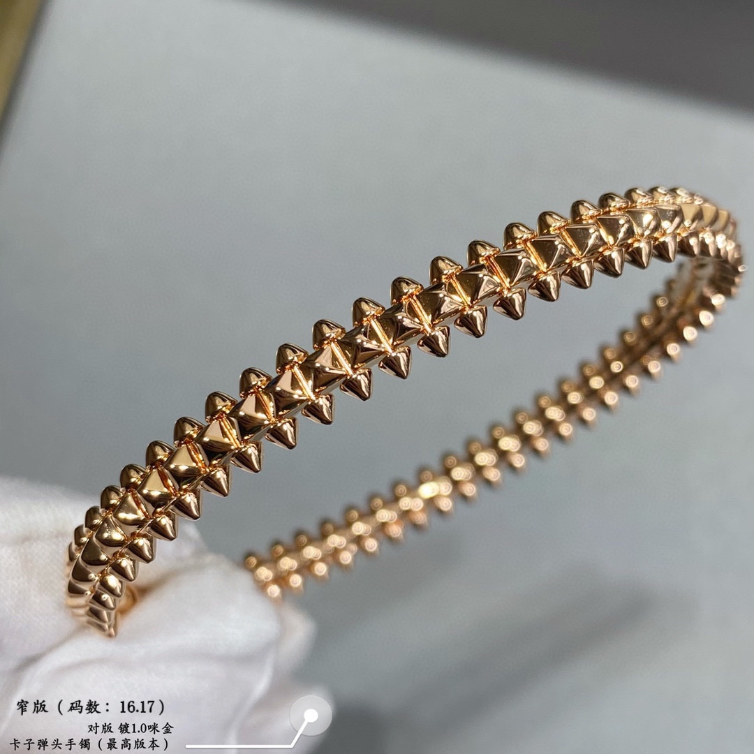 p480V plaqué or imitation or (version étroite de la taille : 16,17) Cartier couples modèles CNC version étroite de la plus populaire du bracelet bullet 💋 💄 les deux côtés des petits ongles de saule peuvent être libres de balancer un très personnalisé de la classique intemporelle dans les dernières années est très chaud Haut de gamme matériau micro-mosaïque Le même processus, mais pas le même prix Texture d'or véritable.