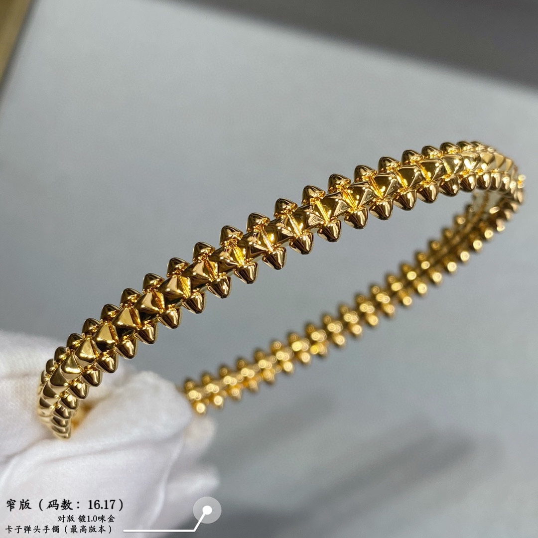 p480V chapado en oro de imitación de oro (versión estrecha del tamaño: 16,17) Cartier modelos de pareja CNC versión estrecha de la más popular de la pulsera bala 💋 💄 en ambos lados de las uñas pequeño sauce puede ser libre de oscilar muy personalizado uno de los clásicos atemporales en los últimos años es muy caliente de gama alta de material de micro-mosaico El mismo proceso, pero no el mismo precio Genuina textura de oro