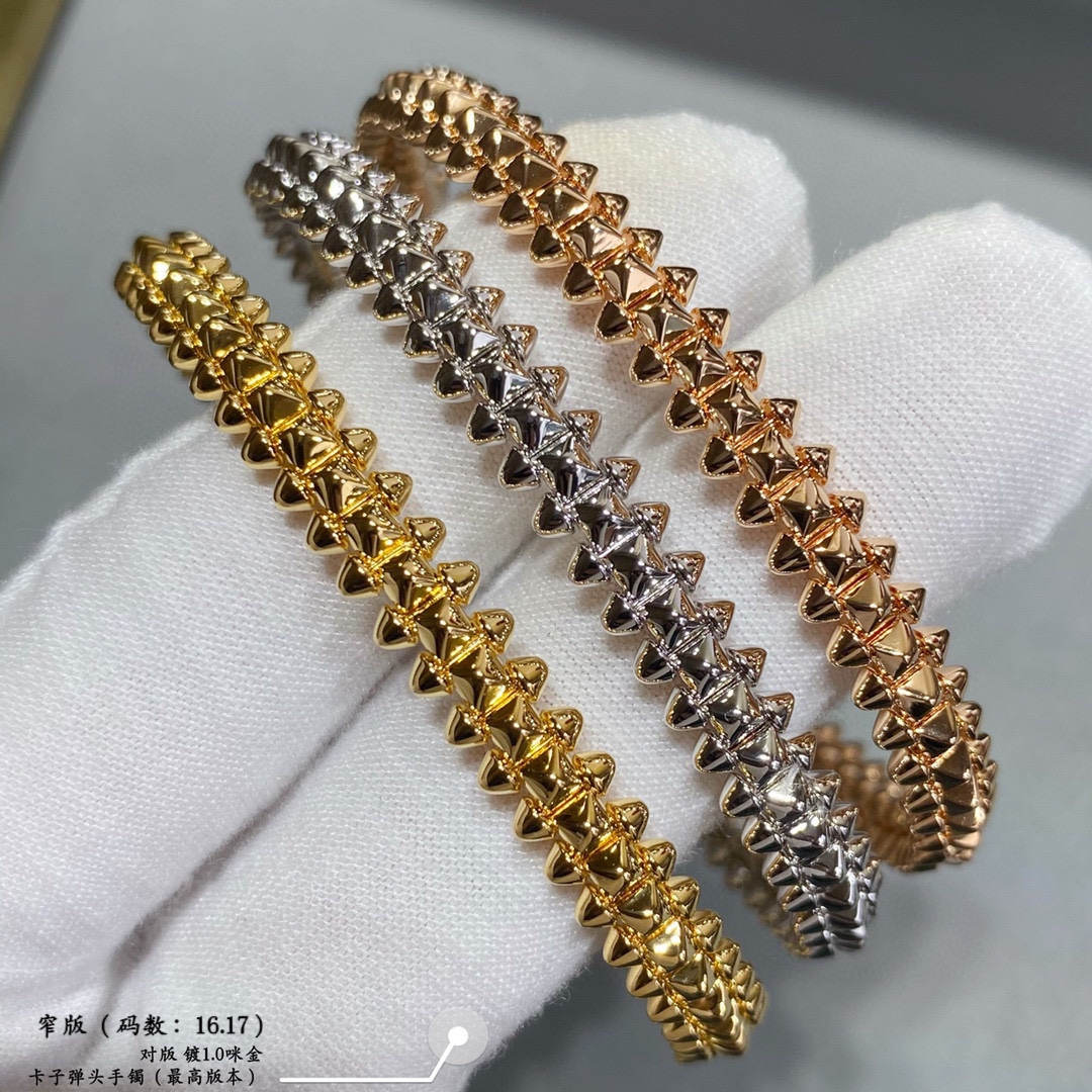 p480V chapado en oro de imitación de oro (versión estrecha del tamaño: 16,17) Cartier modelos de pareja CNC versión estrecha de la más popular de la pulsera bala 💋 💄 en ambos lados de las uñas pequeño sauce puede ser libre de oscilar muy personalizado uno de los clásicos atemporales en los últimos años es muy caliente de gama alta de material de micro-mosaico El mismo proceso, pero no el mismo precio Genuina textura de oro