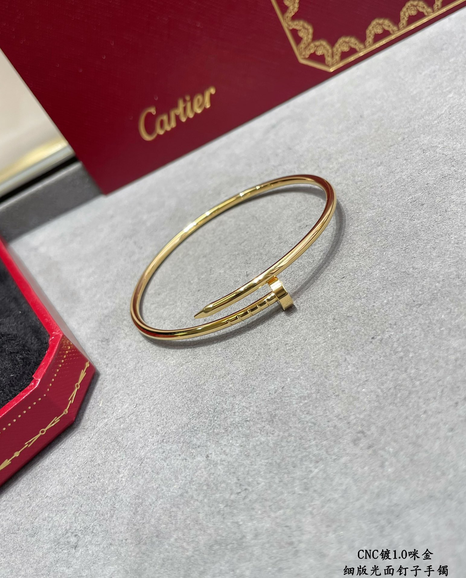 Foto [6]-p290 V chapado en oro imitación de oro Yardage: 16.17 CNC par versión Cartier fina de tubo hueco brillante pulsera tachonada tres colores Qi - alta imitación bolsos