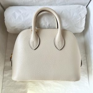 Hermes   MiniBolide 20cm Chevre 进口山羊皮 I2奶油白 金扣 一级工艺 全手工蜡线缝制 Ghw Stock-高仿包包