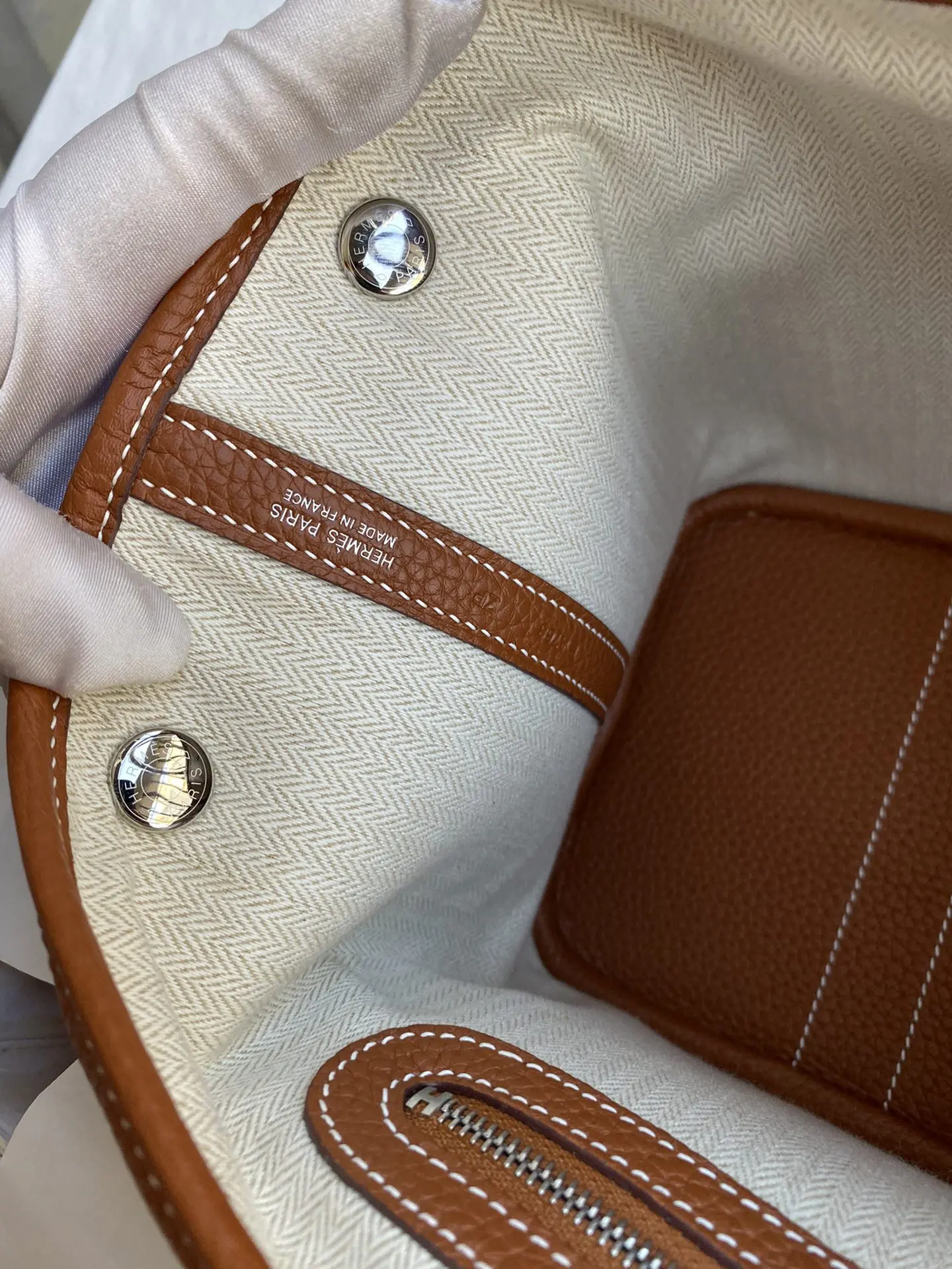 Picture [8]-Hermes Garden part (garden bag) 30cm imported TC leather gold brown silver buckle wax line-High Faux Bags