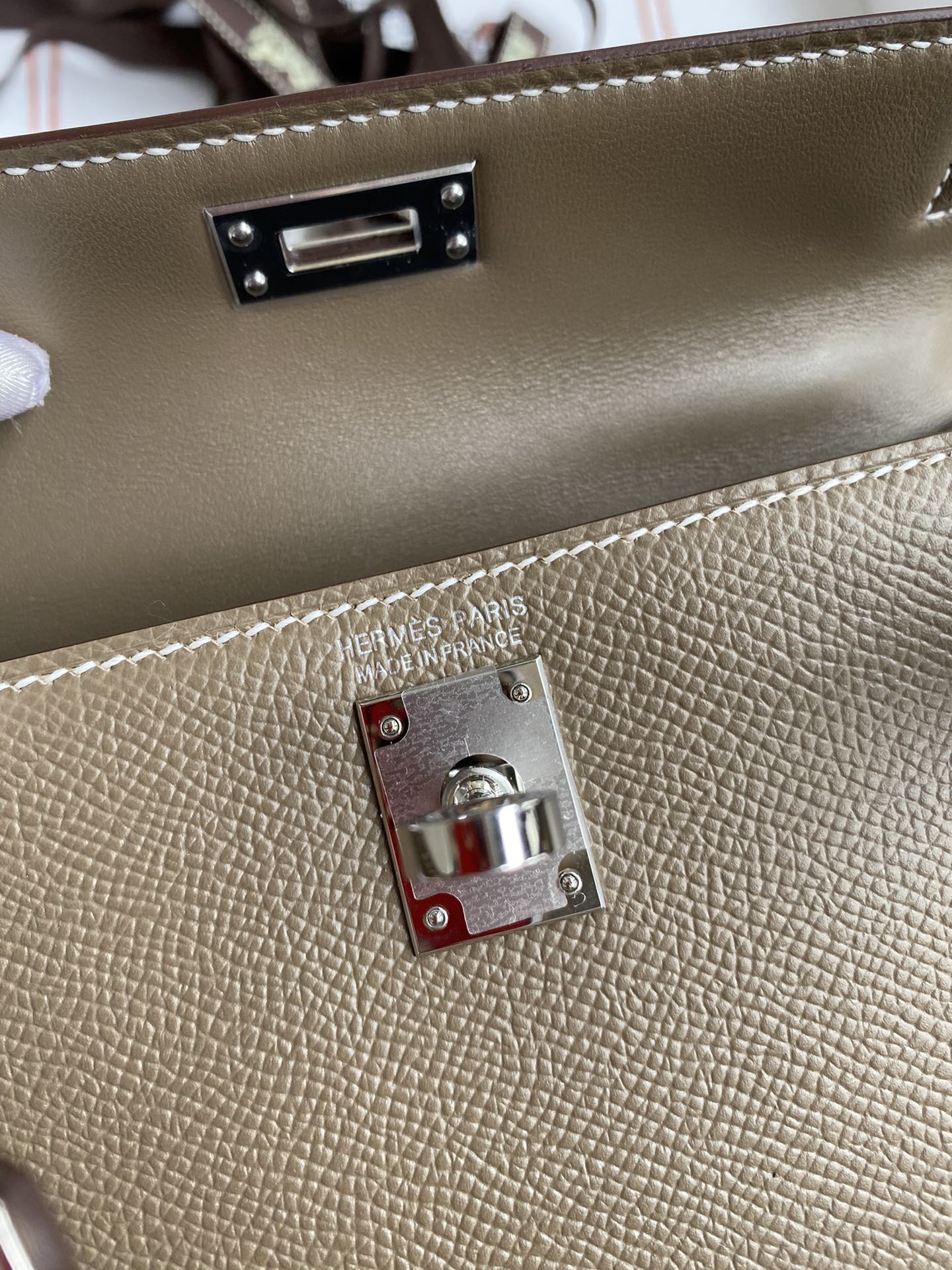 Image [9]-Hermes Deuxième Génération Mini Kelly 19cm Importé Epsom Cuir Elephant Gris 🐘 Boucle d'Argent-Haute Contrefaçon Sacs