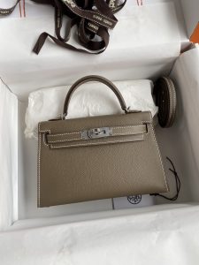 Hermes 二代Mini Kelly 19cm 进口Epsom皮 大象灰🐘 银扣-高仿包包