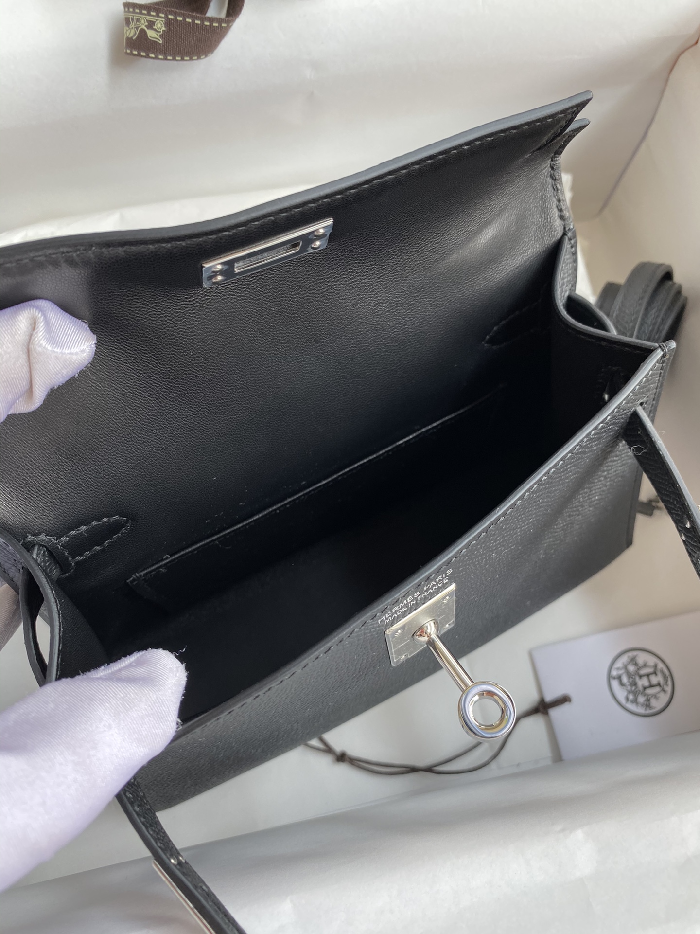 Picture [8]-Hermes Second Generation Mini Kelly 19cm Imported Epsom Leather Black Silver Buckle-High Fake Bags