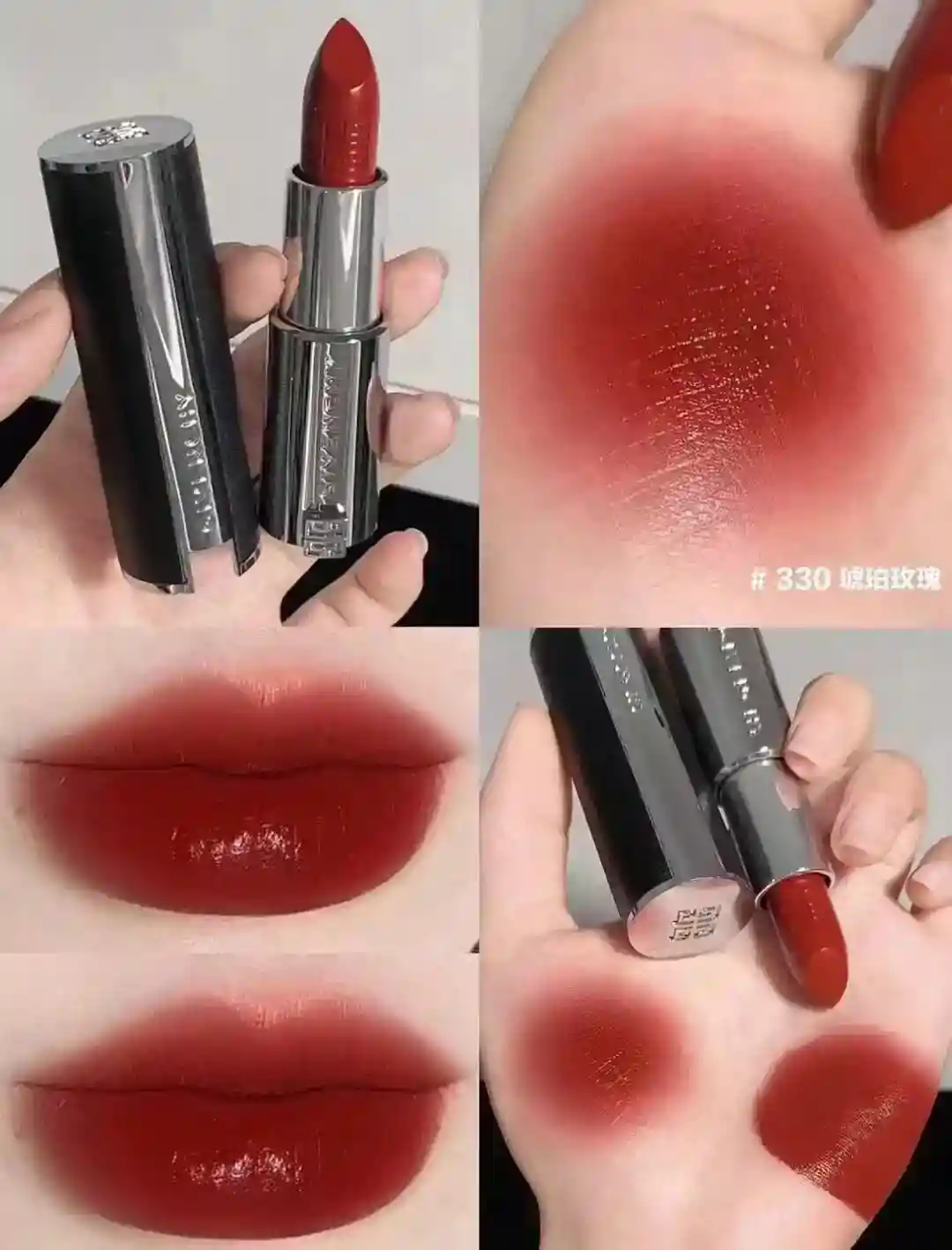 ¡Imagen [7]-p80 Givenchy nuevo lápiz labial de piel de cordero rojo número 330 ámbar rosa # profundo invierno retro ámbar rosa rojo tan caro y blanco! ¡Esta es una piel de cordero 330 realmente bueno para el invierno profundo! Elegante, noble y encantador color rosa ámbar / me puse la sensación de que son de belleza vintage textura es un poco hidratada-Altos bolsos de imitación