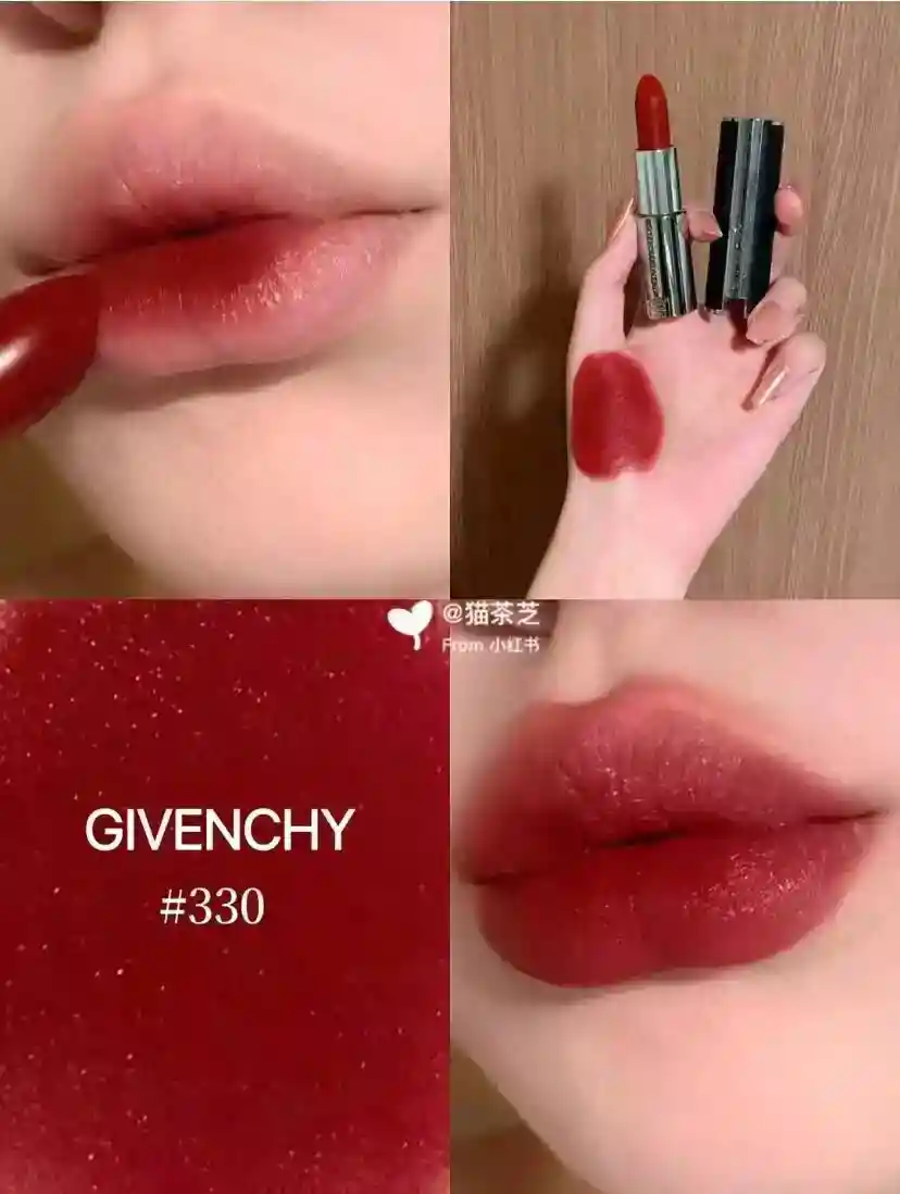 ¡Imagen [6]-p80 Givenchy nuevo lápiz labial de piel de cordero rojo número 330 ámbar rosa # profundo invierno retro ámbar rosa rojo tan caro y blanco! ¡Esta es una piel de cordero 330 realmente bueno para el invierno profundo! Elegante, noble y encantador color rosa ámbar / me puse la sensación de que son de belleza vintage textura es un poco hidratada-Altos bolsos de imitación