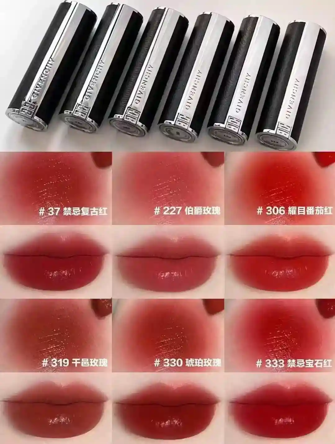 Image [7]-p80 Givenchy new lambskin lipstick goddess color number came 💄 6 ⃣ ️ color number 306-333-330-319-N37-227 Every flash of Givenchy lipstick is a fashion statement flaunt your charm show your style! Givenchy's new lambskin! Genuine leather plus 4G logo design luxury and high-class texture satin very smooth persistence and color development are very good! Picked 6 colors for the babies la! 💄🌹# 319 Cognac rose red brown toned rose color is still quite strong very suitable for the autumn and winter seasons 🌹💄# 37 forbidden vintage red knocking A cold vintage red with a little bluish tones of red is very suitable for attending important occasions 💄🌹# 227 Earl Grey Rose warm toned red rose color very Suitable for face and daily gentle temperament really from the inside out 🌹💄# 306 dazzling tomato red with a little bit of orange tones of the red has a French that flavor is also quite retro 💄🌹# 330 amber rose a little bit like a chestnut red partial warm tone of the rich and noble floral temperament pulled full 🌹💄# 333 forbidden gemstone red classic gemstone red giant white aqua color is not pick skin and also very versatile-High Faux Bags