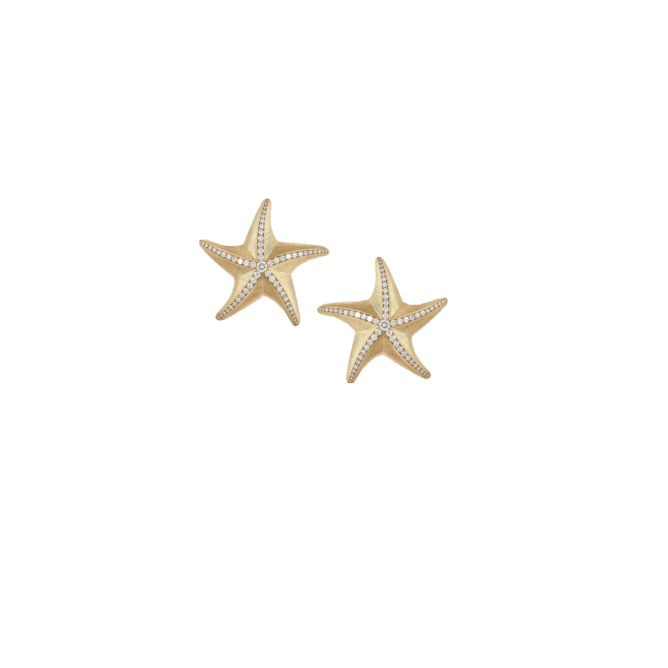 P200 A4985 👑 personality fashion starfish brushed earrings 🌟 underwater world seashells starfish, is the summer life show full of sunshine and vitality of the breath fashionista must-have single body S925 sterling silver electroplated with 14k gold Sterling silver earrings-High Faux Bags