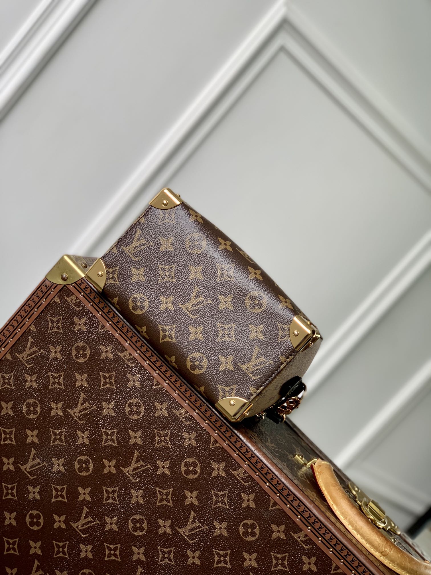 P1900 LV M13146El icónico baúl Speedy se reinterpreta en un nuevo e impactante estilo para la colección Primavera 2025.El tradicional estuche rígido con delicados detalles dorados está confeccionado con la lona Monclerogram de la marca y acabado con ribetes en contraste Monclerogram Reverse. Diseño icónico de Nicolas GhesquièreEl bolso cuenta con una bandolera desmontable y una correa de cadena que puede llevarse en diagonal, sobre el hombro o en la mano20,5 x 16 x 11 cm (L x A x A)-Bolso de alta costura