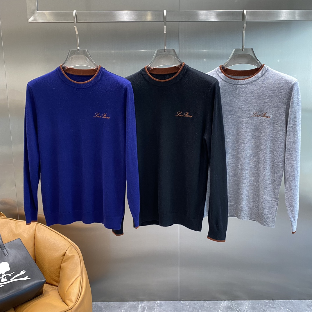 LP 2024 outono os mais novos produtos estão disponíveis para venda bens implacáveis moda casual pescoço redondo manga longa jumper de malha feito de tecido original importado 30% cashmere ➕70% lã confortável e respirável processo de impressão superior carta padrão decoração logotipo no corpo bonito! Tamanho recomendado: M-3XL 🅿️600