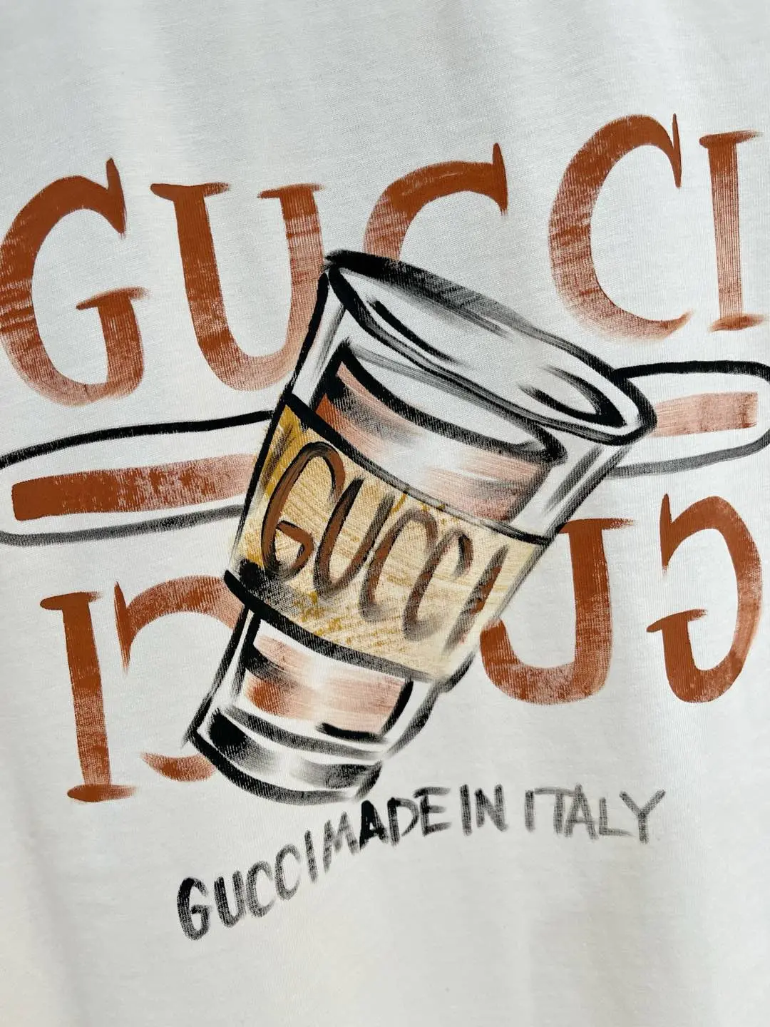 Image [4]-p460 Gucci hand-painted 25SS spring and summer round neck short sleeve High-end quality Exclusive customized fabric More light and breathable Customized LOGO Fashionable Black White Yards S-XXL-High Fake Bags