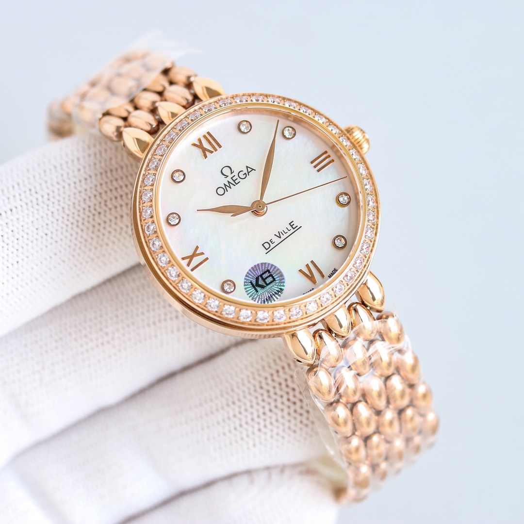 p2600 RELOJ OMEGA OSCE ELEGANTE PARA MUJER CON MECANISMO DE IMPORTACIÓN 8521/8520 32,7mm Superficie de concha de perla natural Cristal de zafiro 30m Resistente al agua Inigualable ¡Le encantará!