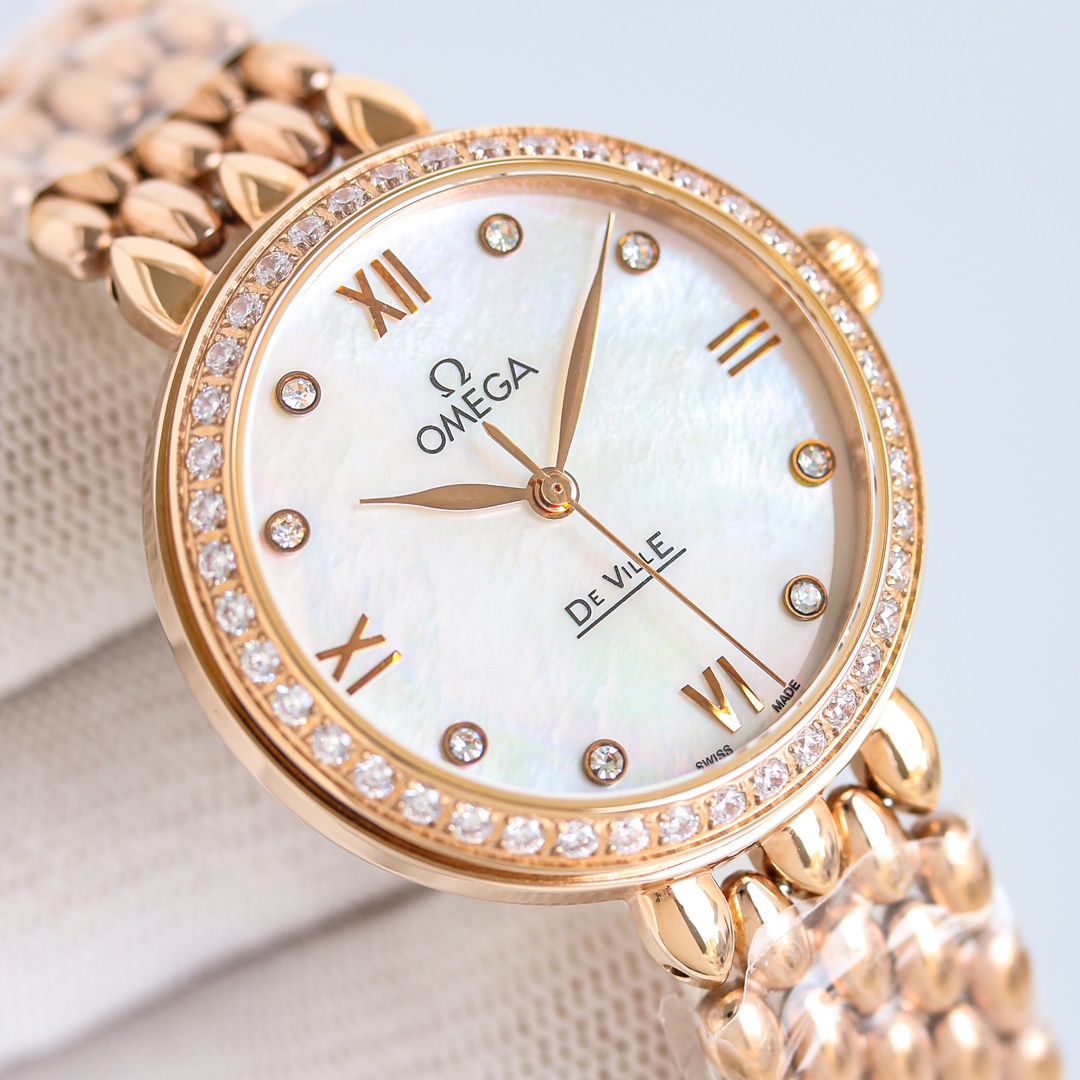 p2600 RELOJ OMEGA OSCE ELEGANTE PARA MUJER CON MECANISMO DE IMPORTACIÓN 8521/8520 32,7mm Superficie de concha de perla natural Cristal de zafiro 30m Resistente al agua Inigualable ¡Le encantará!