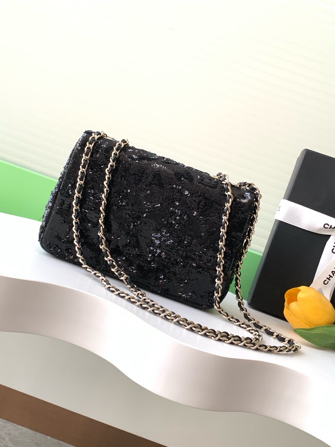 Picture [3]-Chanel 24 black three-dimensional letters sequins cf low-key shining luxury 🔝 Size 20cm-High Faux Bags