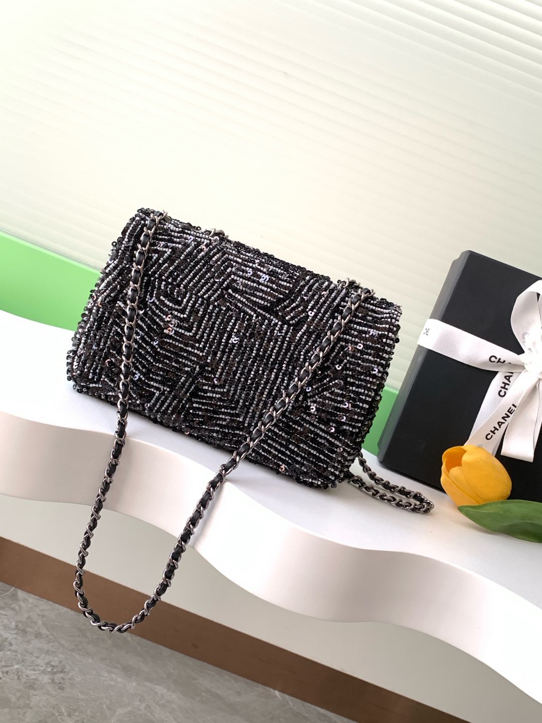 Picture [3]-Chanel 24k white tube beads sequins cf size 20cm-High-fashion bags