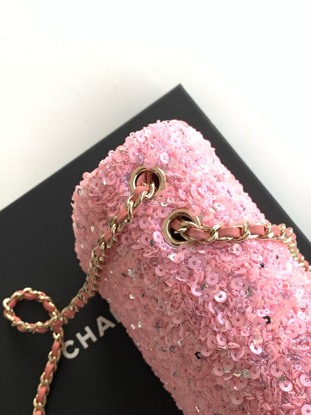 Image [6]-Chanel 24k special models sequins Department Cf silver pink autumn and winter sweet on-line size 20cm-High-fashion bags