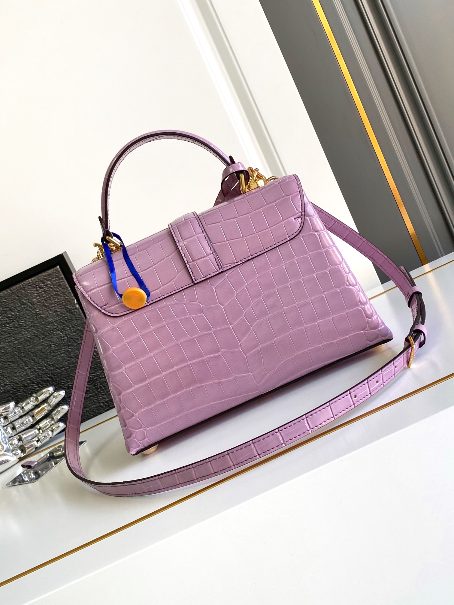 Foto [3]-P2500 LV Large M84714 morado claro Tamaño:27×18×9cm-Bolsos de alta costura